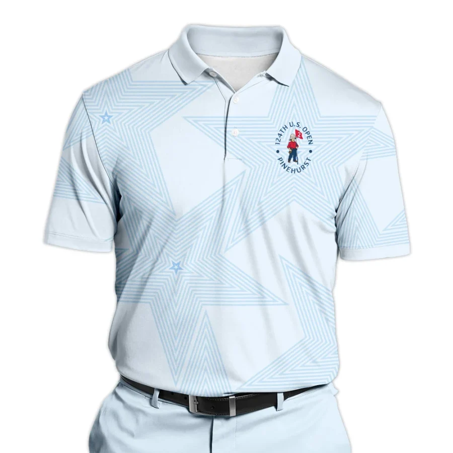 Golf Sport 124th U.S. Open Pinehurst Polo Shirt Sports Star Sripe Light Blue Polo Shirt For Men