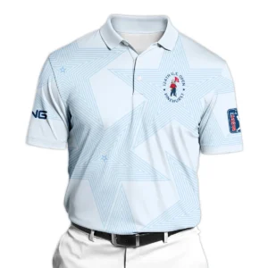 124th U.S. Open Pinehurst Golf Ping Long Polo Shirt Sports Star Sripe Light Blue Long Polo Shirt For Men
