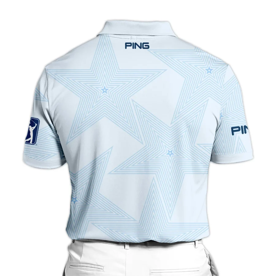 124th U.S. Open Pinehurst Golf Ping Zipper Polo Shirt Sports Star Sripe Light Blue Zipper Polo Shirt For Men