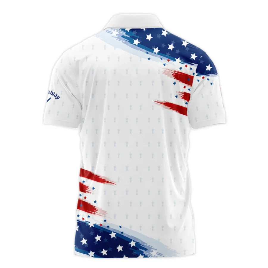 Tournament 124th U.S. Open Pinehurst Callaway Zipper Polo Shirt Flag American White And Blue All Over Print Zipper Polo Shirt For Men