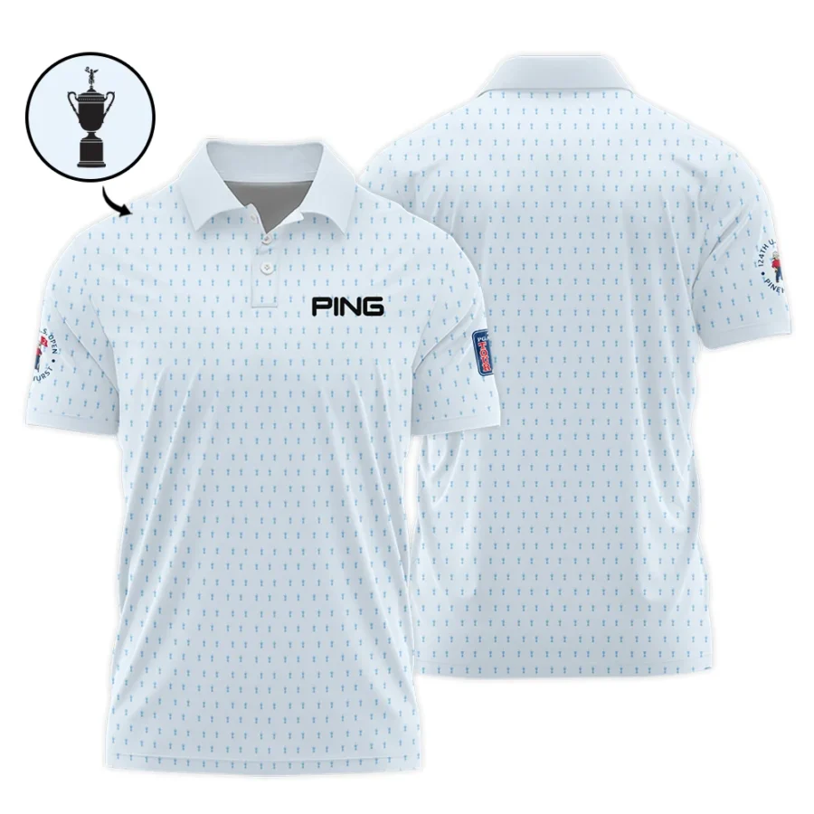 124th U.S. Open Pinehurst Ping Polo Shirt Sports Pattern Cup Color Light Blue All Over Print Polo Shirt For Men