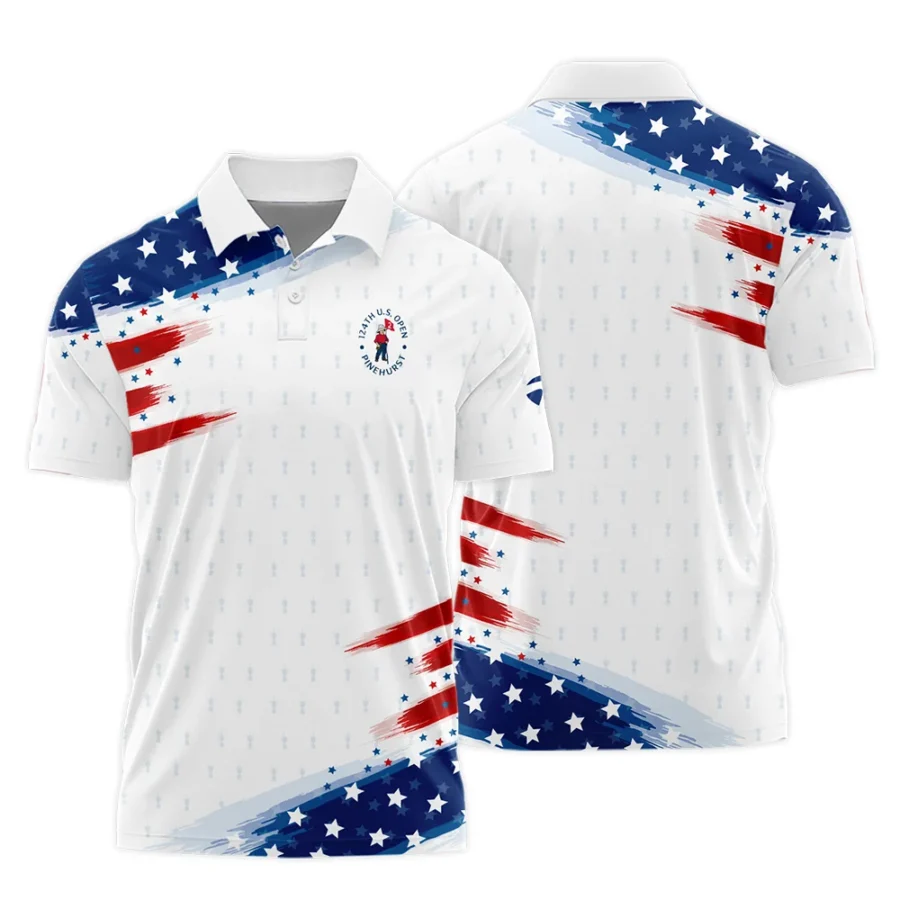 Tournament 124th U.S. Open Pinehurst Taylor Made Polo Shirt Flag American White And Blue All Over Print Polo Shirt For Men