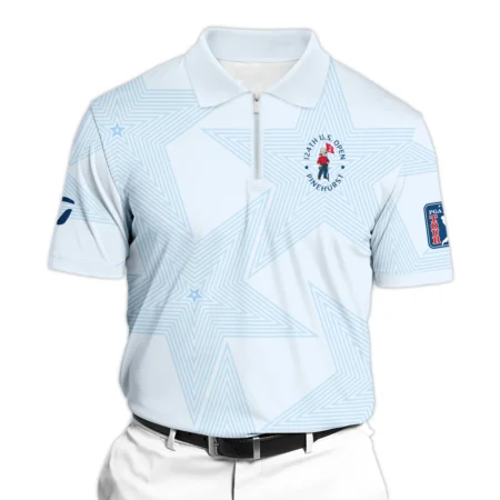 124th U.S. Open Pinehurst Golf Taylor Made Zipper Polo Shirt Sports Star Sripe Light Blue Zipper Polo Shirt For Men