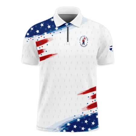 Tournament 124th U.S. Open Pinehurst Taylor Made Zipper Polo Shirt Flag American White And Blue All Over Print Zipper Polo Shirt For Men
