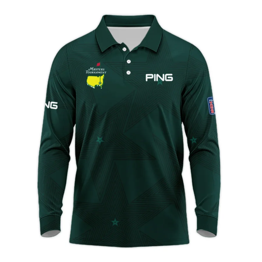 Golf Sport Masters Tournament Ping Long Polo Shirt Sports Star Sripe Dark Green Long Polo Shirt For Men