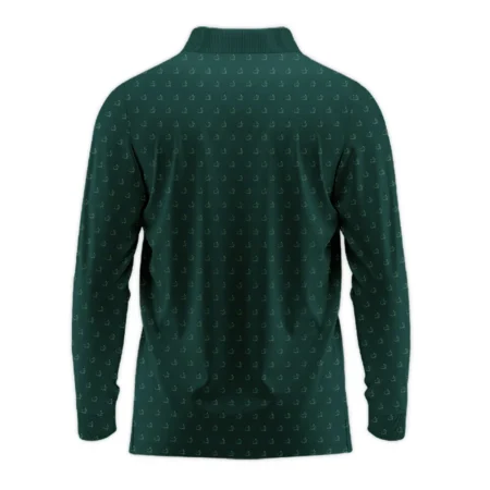 Masters Tournament Golf Long Polo Shirt Pattern Cup Dark Green Long Polo Shirt For Men