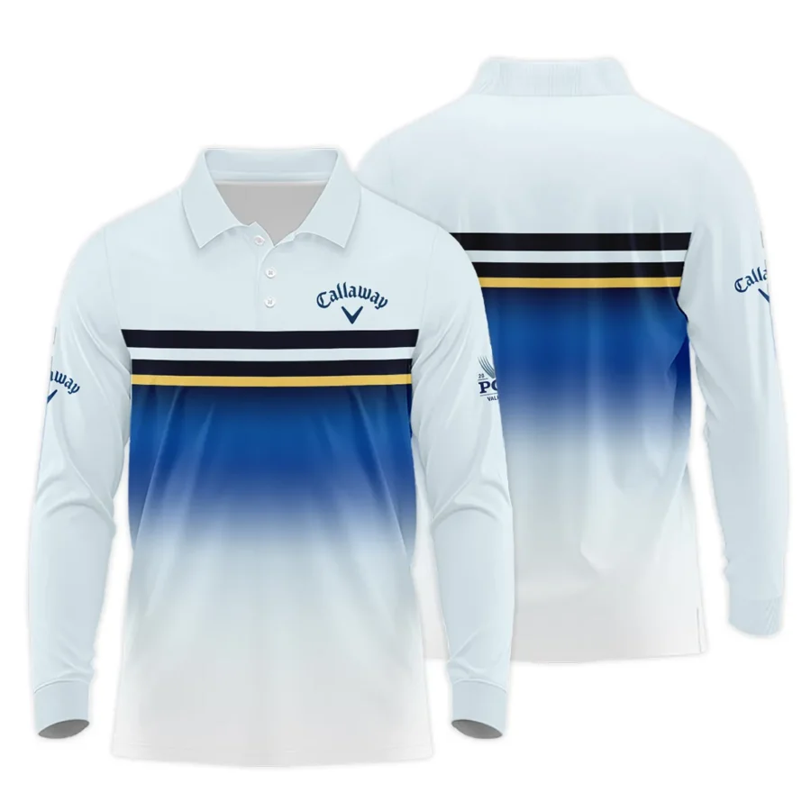 Golf 2024 PGA Championship Callaway Long Polo Shirt Sports Light Blue Black Stripe All Over Print Long Polo Shirt For Men
