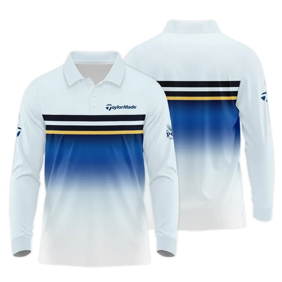 Golf 2024 PGA Championship Taylor Made Long Polo Shirt Sports Light Blue Black Stripe All Over Print Long Polo Shirt For Men
