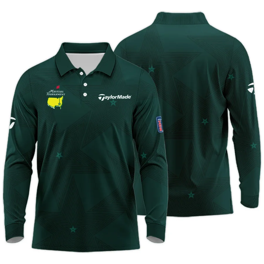 Golf Sport Masters Tournament Taylor Made Long Polo Shirt Sports Star Sripe Dark Green Long Polo Shirt For Men