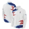 Tournament 124th U.S. Open Pinehurst Ping Zipper Polo Shirt Flag American White And Blue All Over Print Zipper Polo Shirt For Men