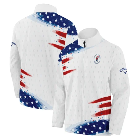 Tournament 124th U.S. Open Pinehurst Callaway Stand Colar Jacket Flag American White And Blue All Over Print Stand Colar Jacket