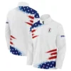 Tournament 124th U.S. Open Pinehurst Taylor Made Stand Colar Jacket Flag American White And Blue All Over Print Stand Colar Jacket