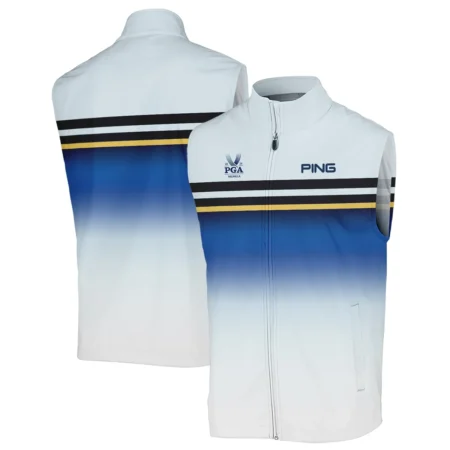 Golf 2024 PGA Championship Ping Sleeveless Jacket Sports Light Blue Black Stripe All Over Print Sleeveless Jacket