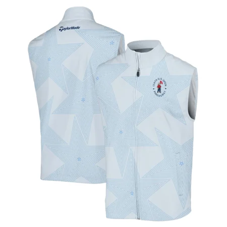 124th U.S. Open Pinehurst Golf Taylor Made Sleeveless Jacket Sports Star Sripe Light Blue Sleeveless Jacket