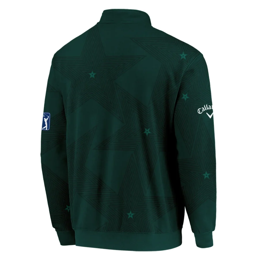 Golf Sport Masters Tournament Callaway Quarter-Zip Jacket Sports Star Sripe Dark Green Quarter-Zip Jacket