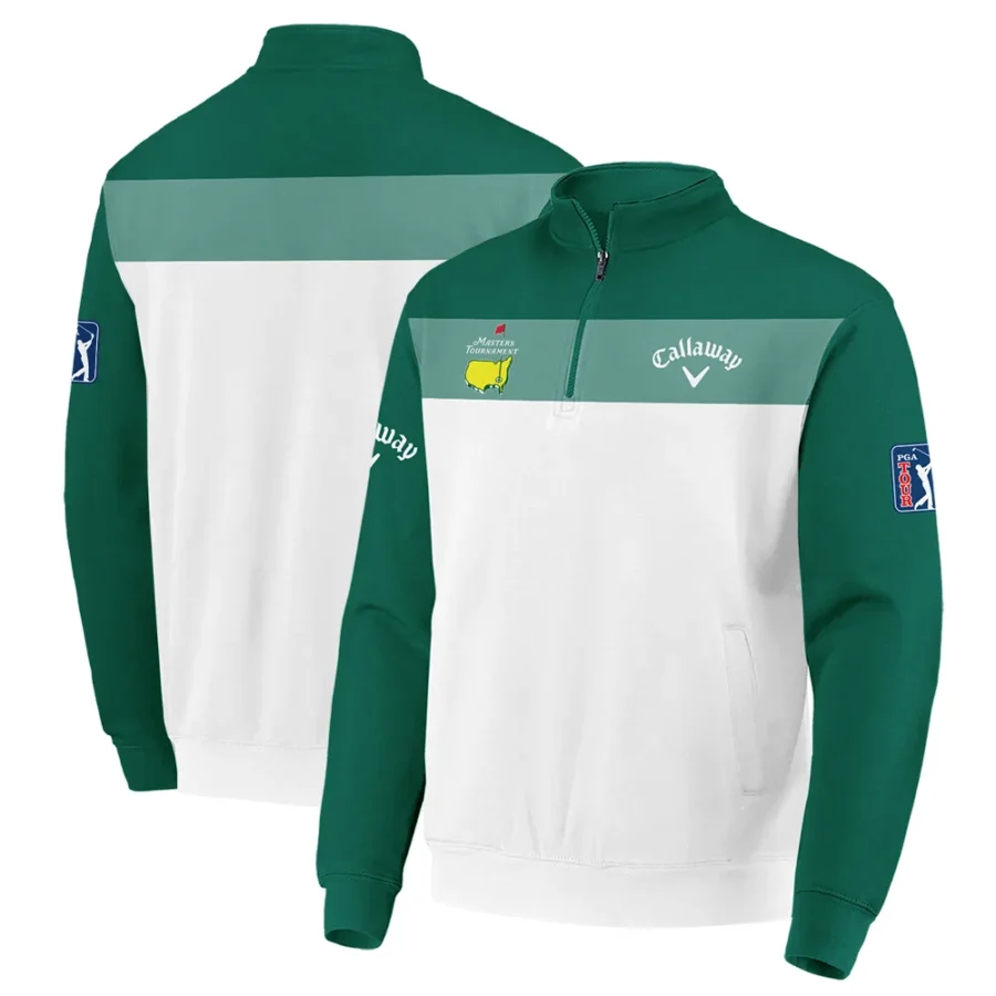 Golf Masters Tournament Callaway Quarter-Zip Jacket Sports Green And White All Over Print Quarter-Zip Jacket