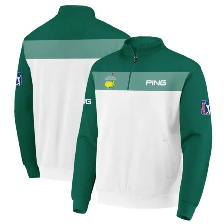 Golf Masters Tournament Ping Quarter-Zip Jacket Sports Green And White All Over Print Quarter-Zip Jacket