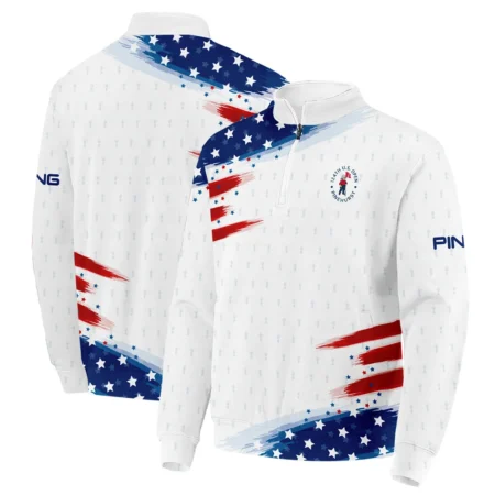 Tournament 124th U.S. Open Pinehurst Ping Stand Colar Jacket Flag American White And Blue All Over Print Stand Colar Jacket