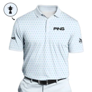 PGA Championship Valhalla Sports Callaway Zipper Polo Shirt Cup Pattern Light Blue Pastel All Over Print Zipper Polo Shirt For Men