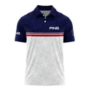 Golf Sport 124th U.S. Open Pinehurst Ping Long Polo Shirt Dark Blue White Abstract Geometric Triangles All Over Print Long Polo Shirt For Men