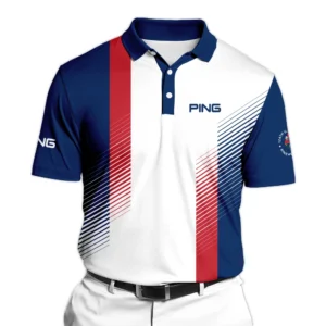 Sport Ping 124th U.S. Open Pinehurst Golf Long Polo Shirt Blue Red Striped Pattern White All Over Print Long Polo Shirt For Men