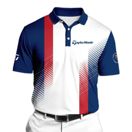 Sport Taylor Made 124th U.S. Open Pinehurst Golf Polo Shirt Blue Red Striped Pattern White All Over Print Polo Shirt For Men