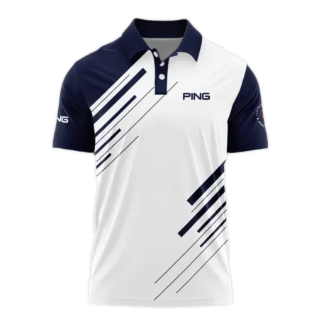 Ping 124th U.S. Open Pinehurst Golf Polo Shirt Striped Pattern Dark Blue White All Over Print Polo Shirt For Men