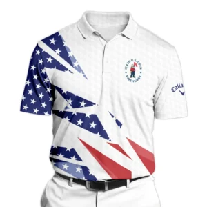 124th U.S. Open Pinehurst Callaway Long Polo Shirt Golf Pattern White USA Flag All Over Print Long Polo Shirt For Men