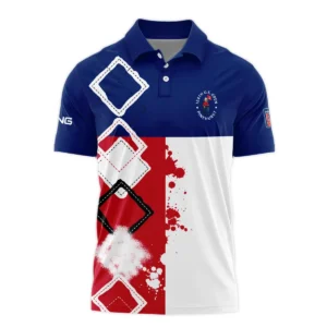 124th U.S. Open Pinehurst Ping Long Polo Shirt Blue Red White Pattern Grunge All Over Print Long Polo Shirt For Men