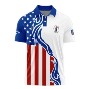 Golf Sport Callaway 124th U.S. Open Pinehurst Long Polo Shirt USA Flag Pattern Blue White All Over Print Long Polo Shirt For Men