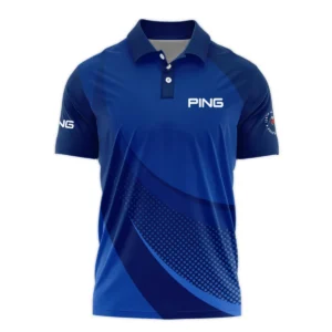 Ping 124th U.S. Open Pinehurst Golf Sport Zipper Polo Shirt Dark Blue Gradient Halftone Pattern All Over Print Zipper Polo Shirt For Men