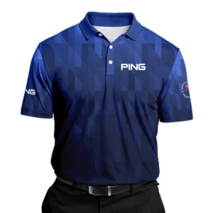 Ping 124th U.S. Open Pinehurst Golf Sport Long Polo Shirt Blue Fabric Geometric Pattern  All Over Print Long Polo Shirt For Men