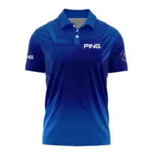 124th U.S. Open Pinehurst No.2 Ping Zipper Polo Shirt Dark Blue Gradient Star Pattern Zipper Polo Shirt For Men