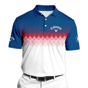 Callaway 124th U.S. Open Pinehurst Zipper Polo Shirt Blue Red Fabric Pattern Golf Zipper Polo Shirt For Men