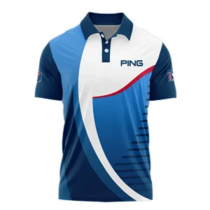 124th U.S. Open Pinehurst Golf Sport Ping Zipper Polo Shirt Blue Gradient Red Straight Zipper Polo Shirt For Men