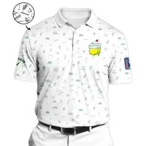 Golf Sport Masters Tournament Callaway Zipper Polo Shirt Sports Augusta Icons Pattern White Green Zipper Polo Shirt For Men