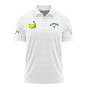 Masters Tournament Golf Callaway Zipper Polo Shirt Logo Text Pattern White Green Golf Sports All Over Print Zipper Polo Shirt For Men