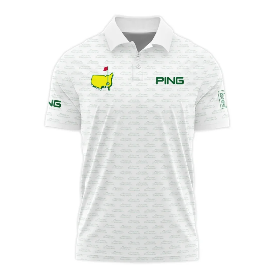 Masters Tournament Golf Ping Polo Shirt Logo Text Pattern White Green Golf Sports All Over Print Polo Shirt For Men