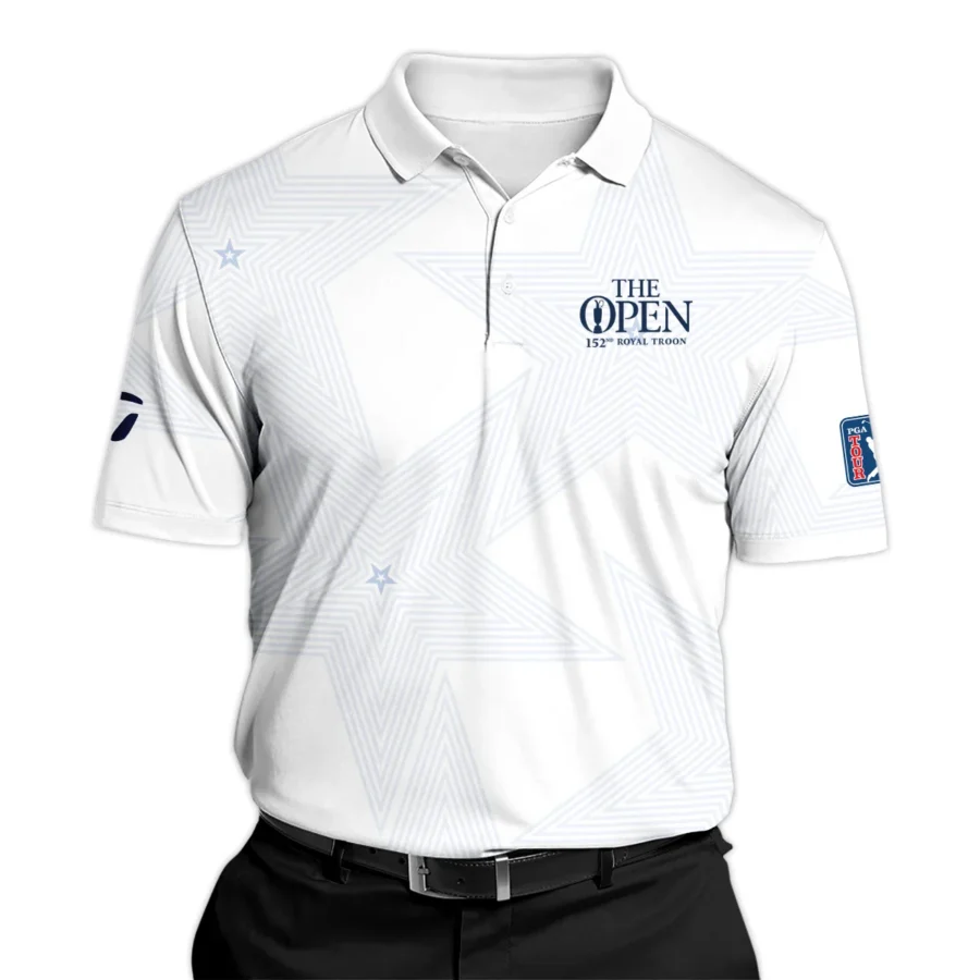 The 152nd Open Championship Golf Sport Taylor Made Polo Shirt Sports Star Sripe White Navy Polo Shirt For Men