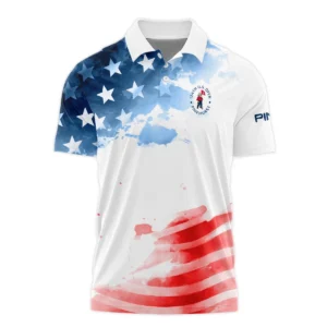 Golf 124th U.S. Open Pinehurst Ping Zipper Polo Shirt US Flag Watercolor Golf Sports All Over Print Zipper Polo Shirt For Men