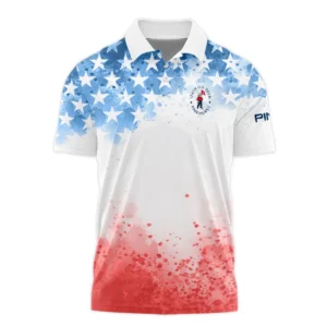 Special Version 124th U.S. Open Pinehurst Ping Zipper Polo Shirt Watercolor Blue Red Stars Zipper Polo Shirt For Men