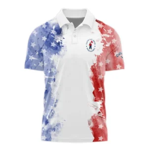 124th U.S. Open Pinehurst Special Version Callaway Zipper Polo Shirt Blue Red Watercolor Zipper Polo Shirt For Men