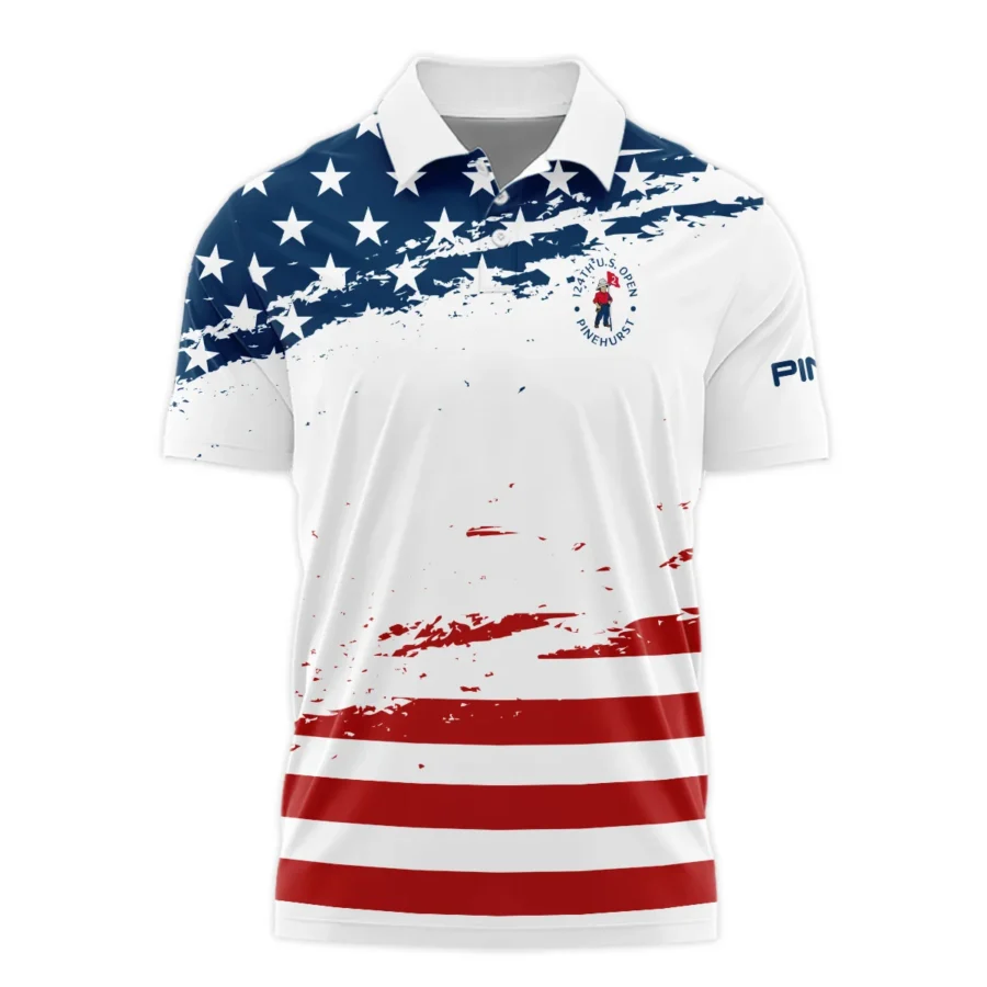 124th U.S. Open Pinehurst Special Version Ping Polo Shirt Blue Red White Color Polo Shirt For Men