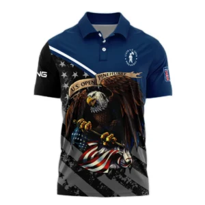 Special Version 124th U.S. Open Pinehurst Ping Zipper Polo Shirt Color Blue Eagle USA  Zipper Polo Shirt For Men