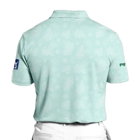 Ping Masters Tournament Sports Polo Shirt Green Pastel Floral Hawaiian Pattern All Over Print Polo Shirt For Men