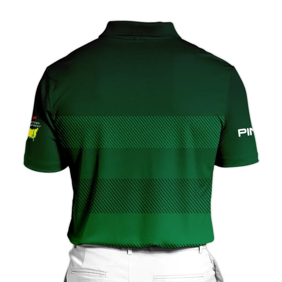 Masters Tournament Ping Sports Zipper Polo Shirt Green Gradient Stripes Pattern All Over Print Zipper Polo Shirt For Men