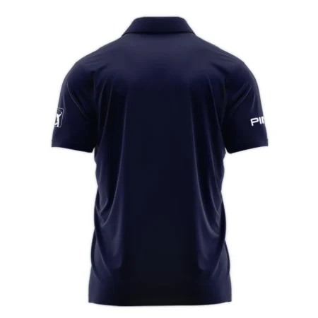 Ping 2024 PGA Championship Golf Zipper Polo Shirt Sports Dark Blue White All Over Print Zipper Polo Shirt For Men