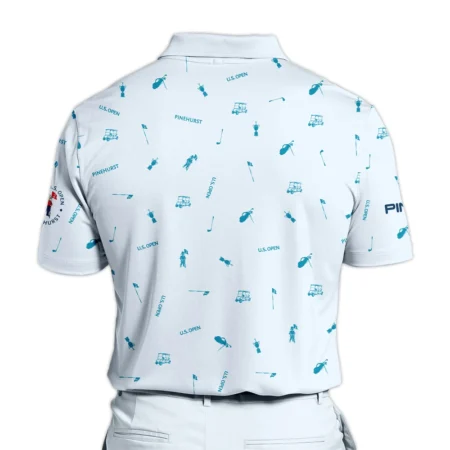 Ping 124th U.S. Open Pinehurst Zipper Polo Shirt Light Blue Pastel Golf Pattern All Over Print Zipper Polo Shirt For Men