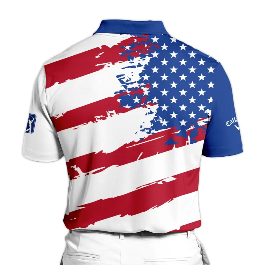 Sports Callaway 124th U.S. Open Pinehurst Polo Shirt USA Flag Grunge White All Over Print Polo Shirt For Men