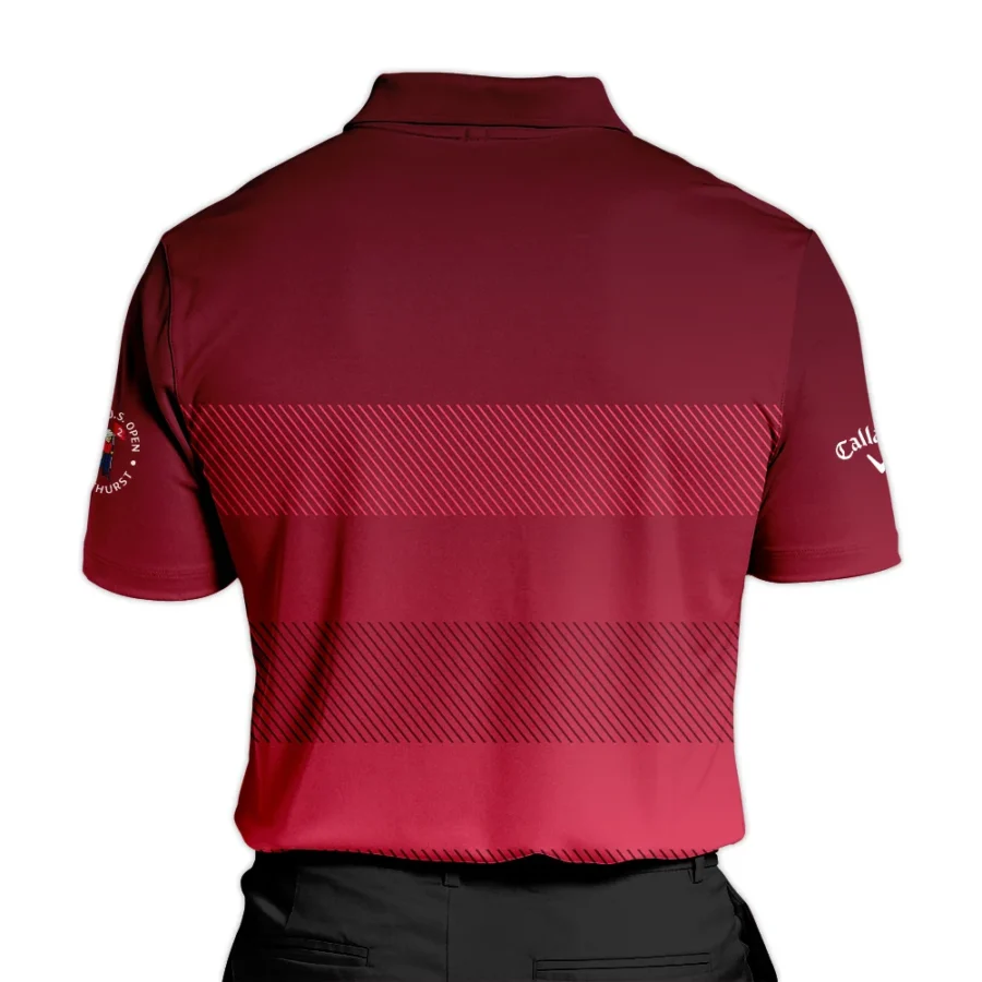 Golf Callaway 124th U.S. Open Pinehurst Sports Zipper Polo Shirt Red Gradient Stripes Pattern All Over Print Zipper Polo Shirt For Men